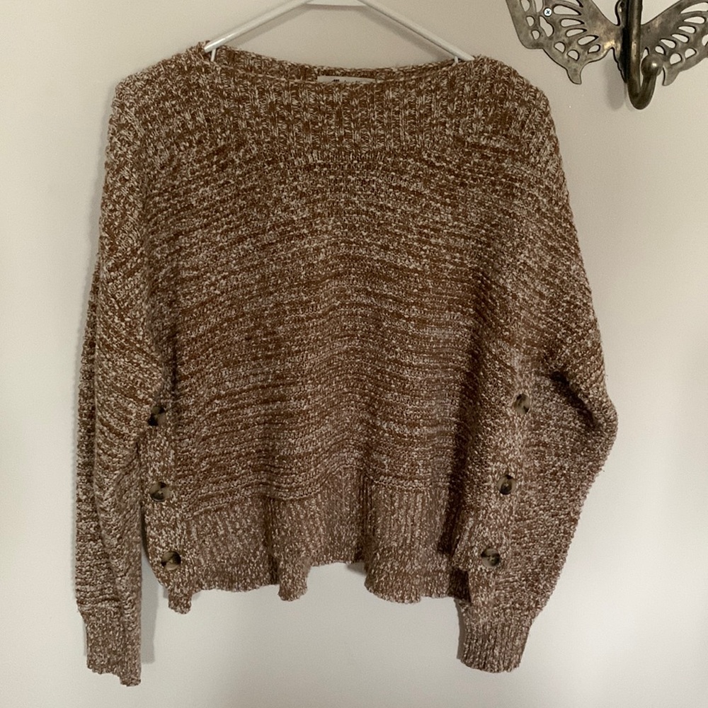 Madewell Boatneck Side-Button Sweater / MEDIUM / MARLED ACORN